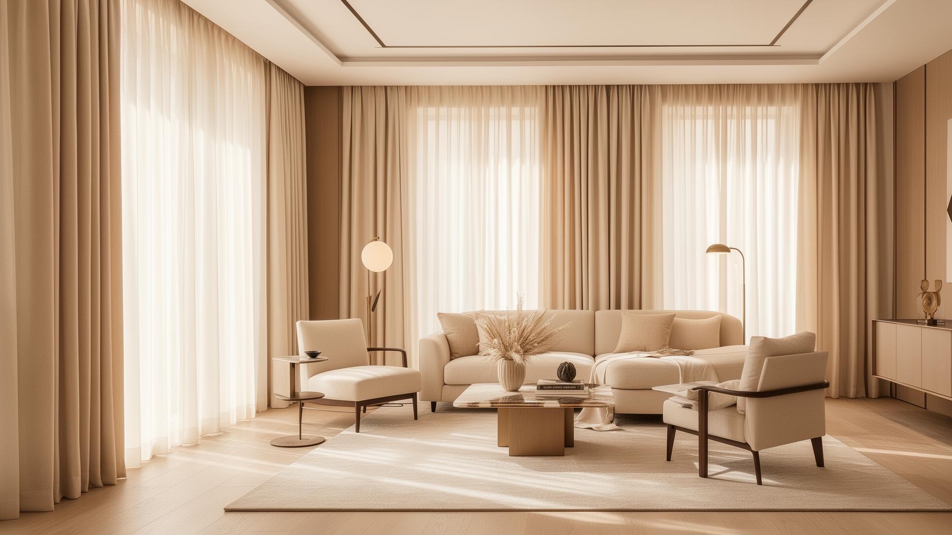 Cortinas elegantes em ambiente sofisticado